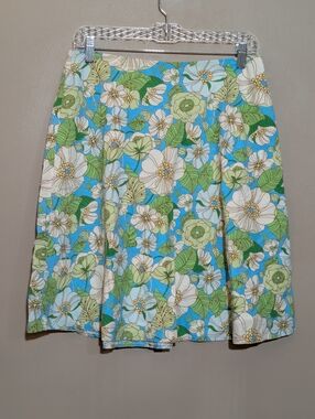 VTG Y2K Gap Cotton Floral Midi Skirt Size 2 Seersucker A-Line Cottage Preppy